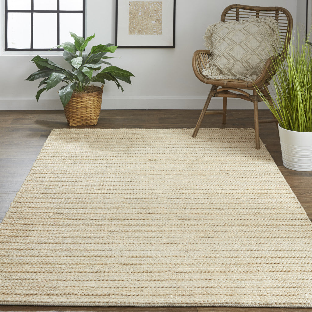 4' X 6' Tan Ivory And Taupe Hand Woven Area Rug