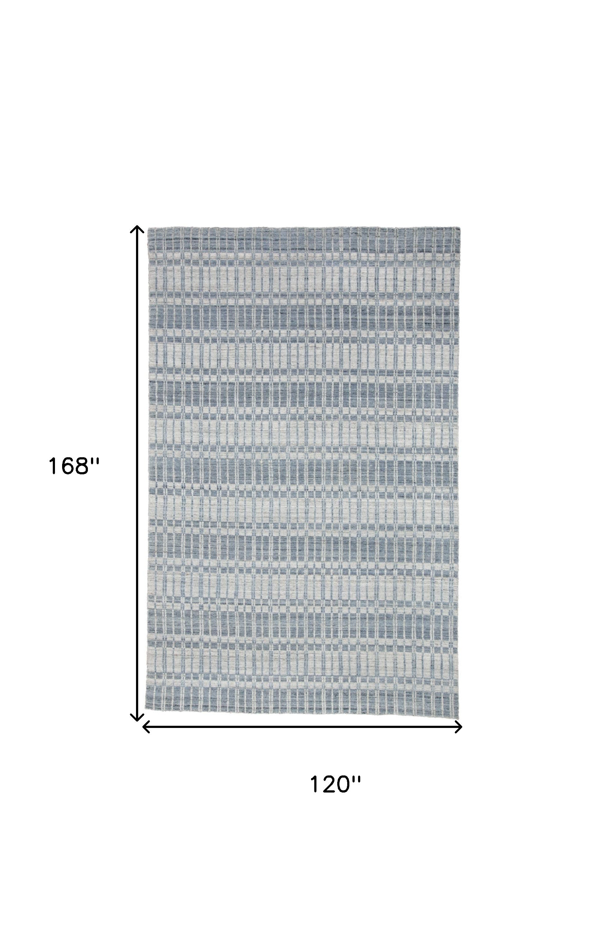 4' X 6' Blue Gray And Ivory Striped Hand Woven Area Rug