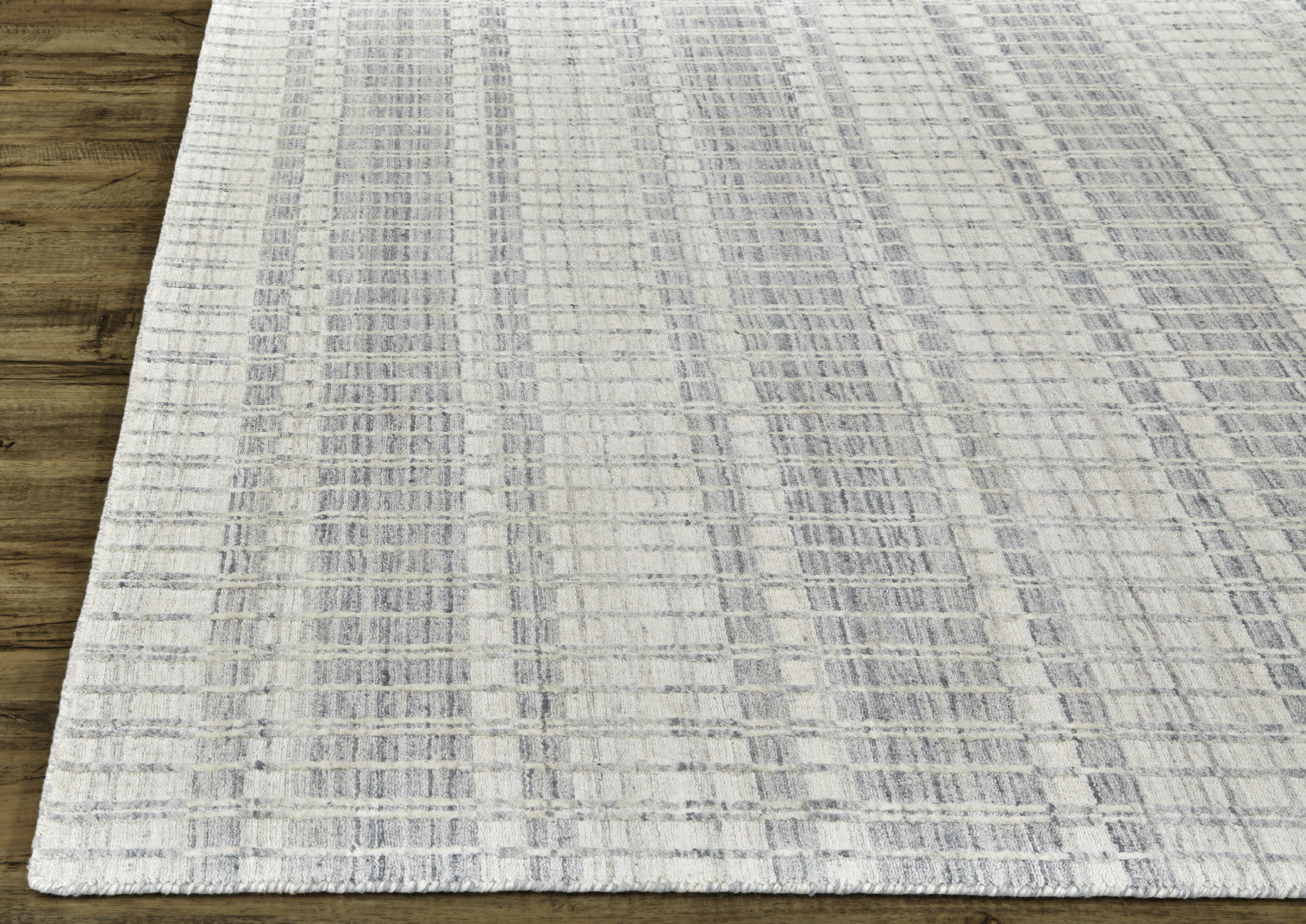 4' X 6' Blue Gray And Ivory Striped Hand Woven Area Rug