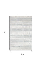 4' X 6' Blue Gray And Ivory Striped Hand Woven Area Rug