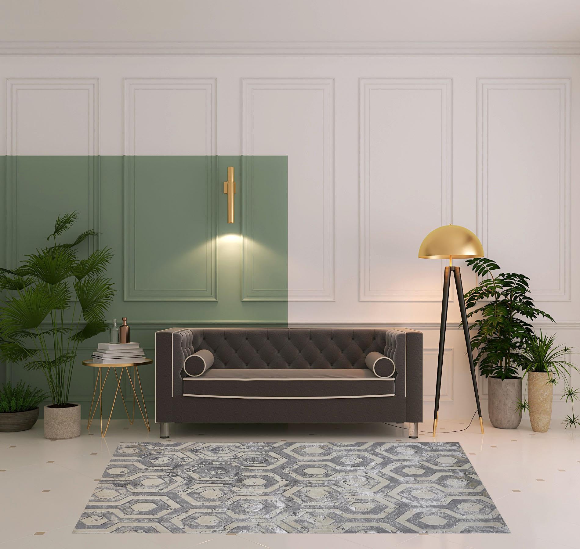 4' X 6' Gray Taupe And Silver Abstract Area Rug