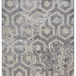 4' X 6' Gray Taupe And Silver Abstract Area Rug