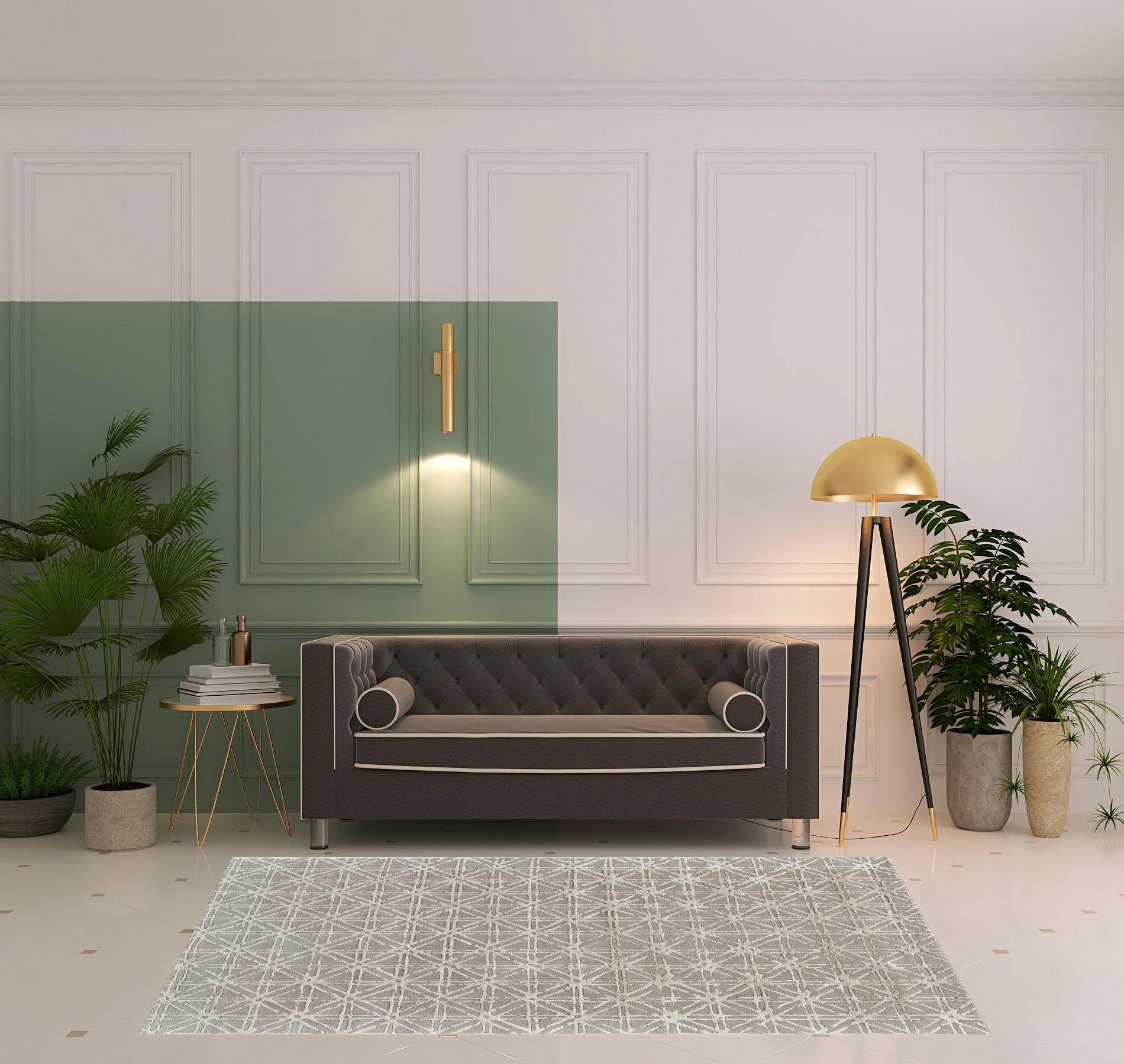 4' X 6' Taupe Ivory And Tan Wool Abstract Tufted Handmade Area Rug