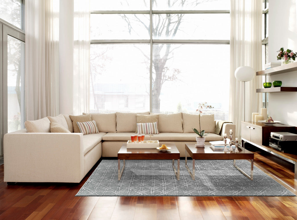 4' X 6' Taupe Ivory And Tan Wool Abstract Tufted Handmade Area Rug