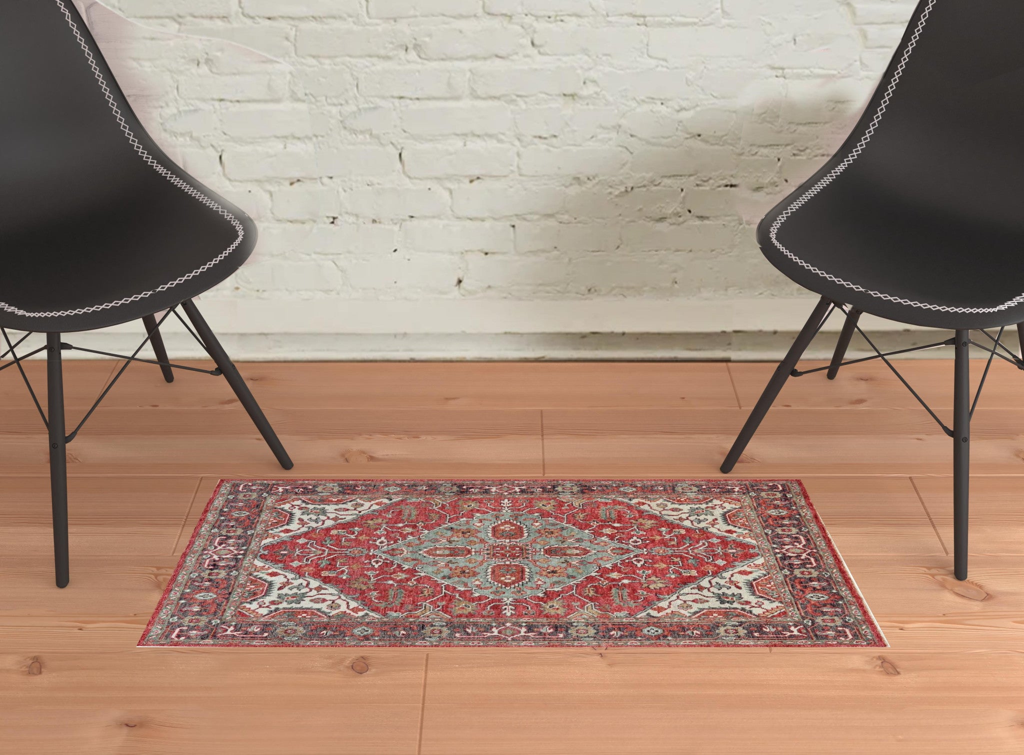 4' X 6' Red Gray And Ivory Wool Floral Hand Knotted Distressed Stain Resistant Area Rug With Fringe