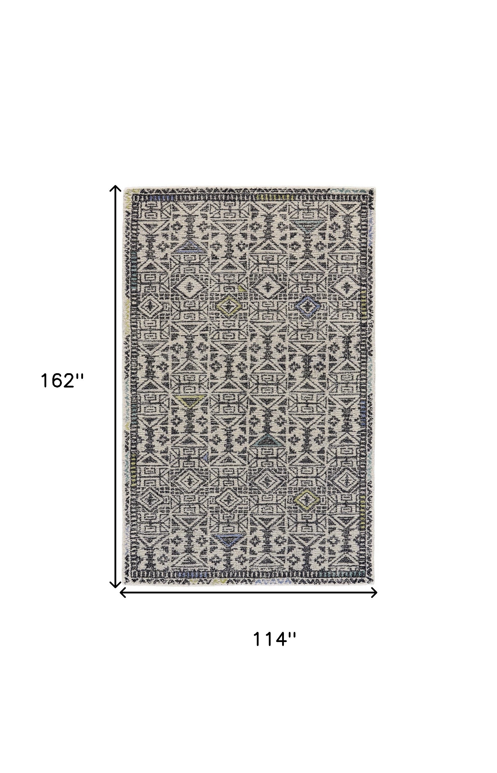 Gray Ivory And Black Wool Geometric Tufted Handmade Area Rug - 4' x 6'