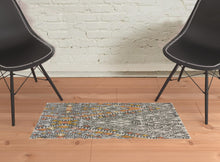 4' X 6' Gray Ivory And Orange Wool Geometric Tufted Handmade Area Rug