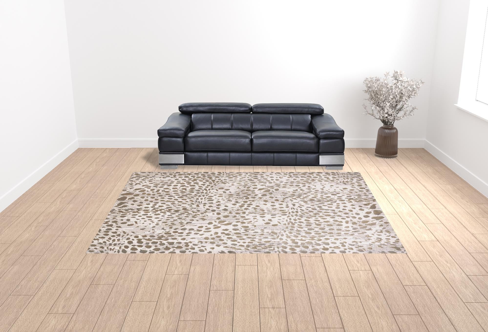 5' X 8' Brown And Ivory Abstract Stain Resistant Area Rug