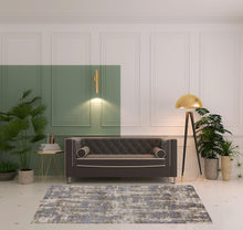 5' X 8' Gray And Gold Abstract Stain Resistant Area Rug