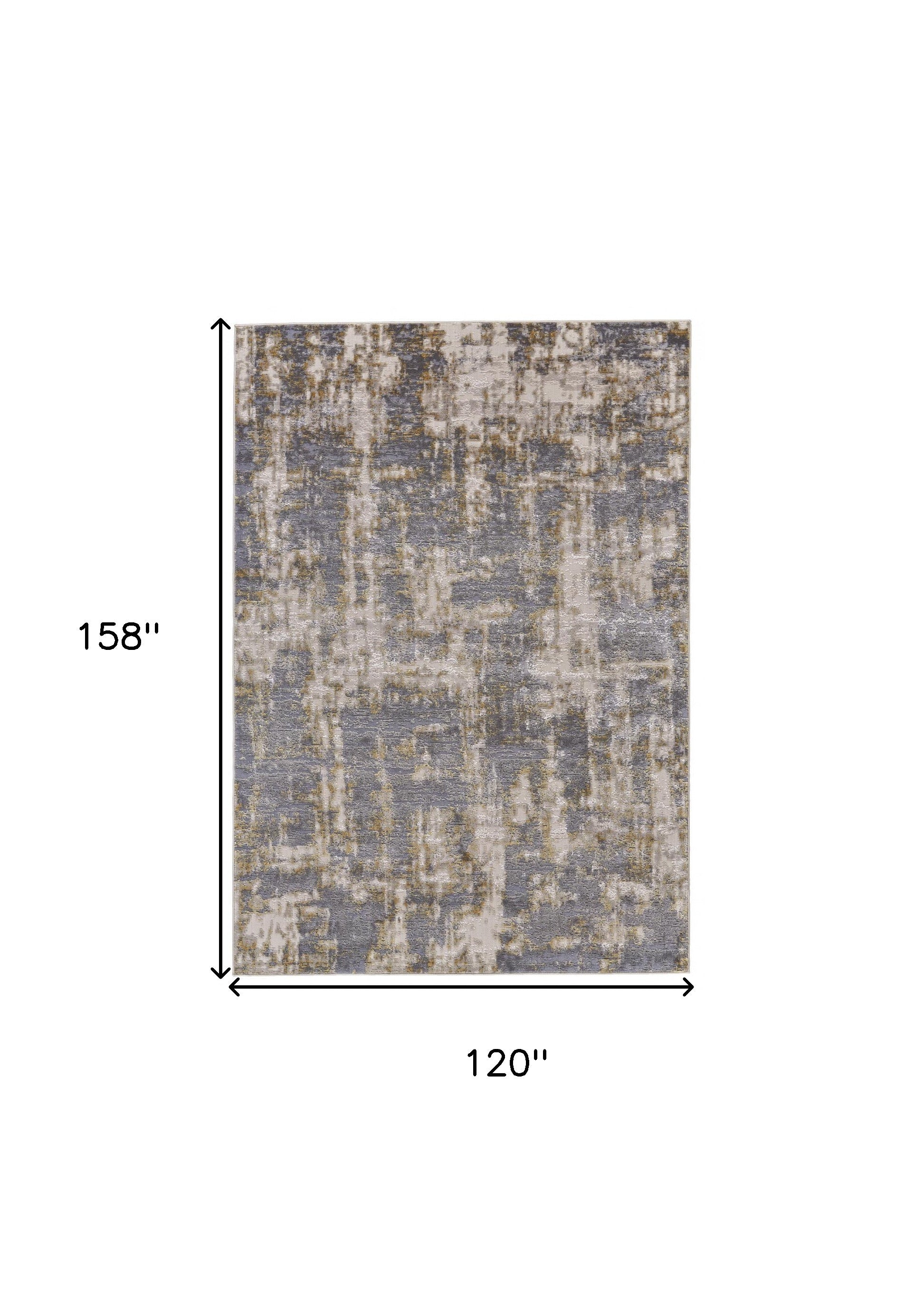 5' X 8' Gray And Gold Abstract Stain Resistant Area Rug