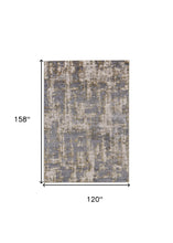 5' X 8' Gray And Gold Abstract Stain Resistant Area Rug