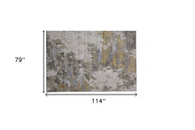 5' X 8' Ivory Gold And Gray Abstract Stain Resistant Area Rug