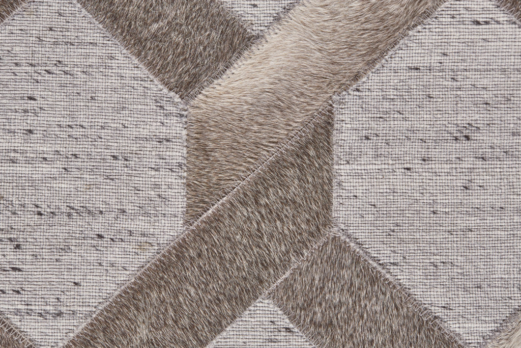 5' X 8' Gray Taupe And Silver Geometric Hand Woven Area Rug
