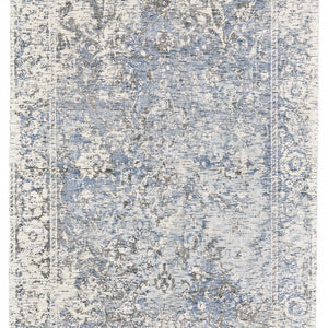 5' X 8' Blue Ivory And Gray Abstract Hand Woven Area Rug
