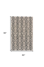 4' X 6' Black Taupe And Gray Wool Geometric Tufted Handmade Stain Resistant Area Rug