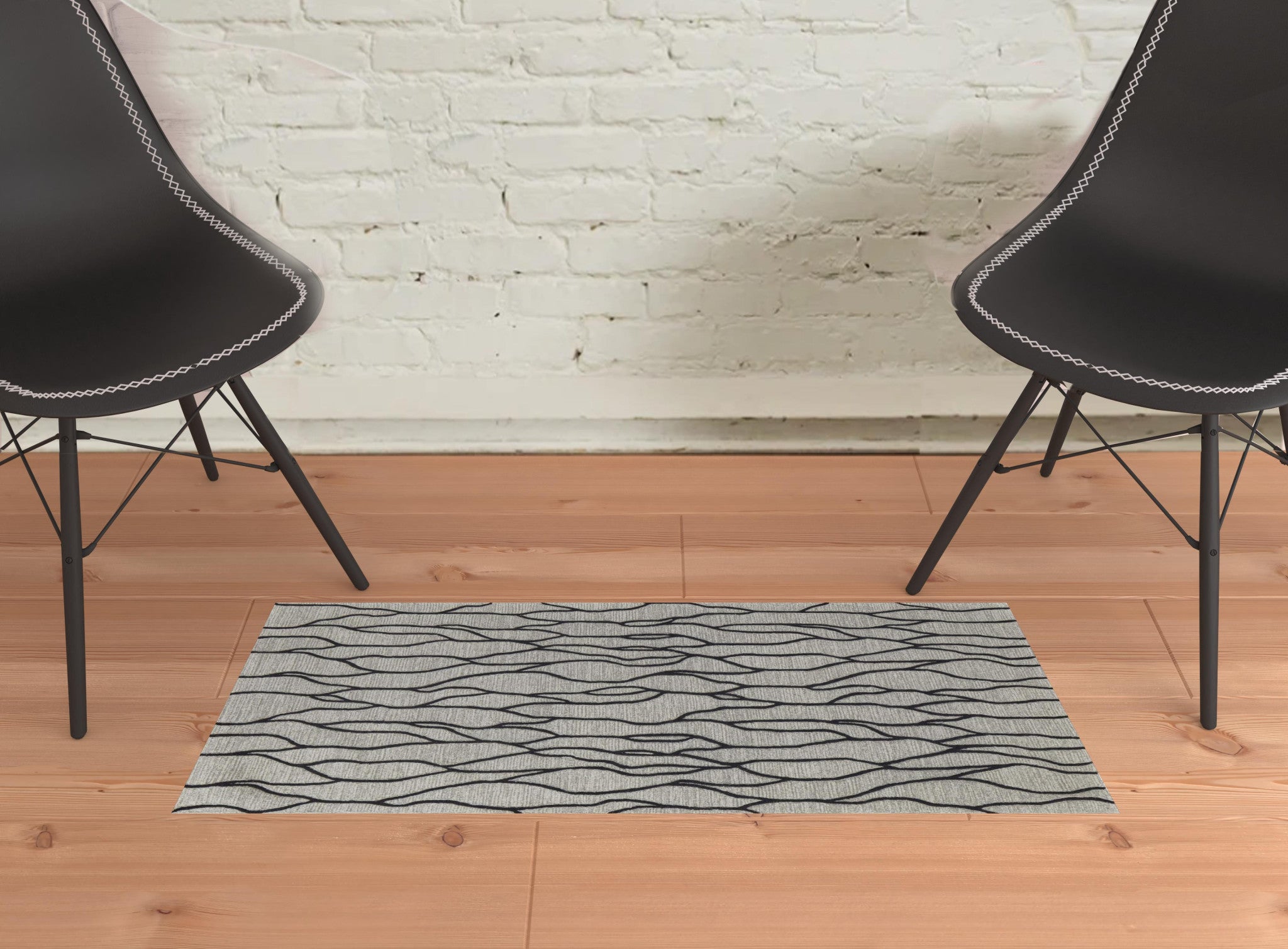 4' X 6' Taupe Black And Gray Wool Abstract Tufted Handmade Stain Resistant Area Rug