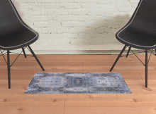 5' X 7' Blue Gray And Taupe Abstract Stain Resistant Area Rug