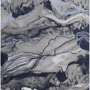 5' X 7' Blue Gray And Ivory Abstract Power Loom Stain Resistant Area Rug