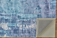 8' X 10' Blue And Ivory Abstract Hand Woven Area Rug