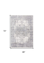 3' X 5' Gray Ivory And Taupe Abstract Distressed Area Rug With Fringe