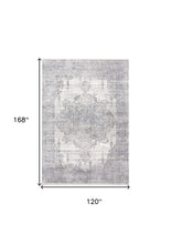 3' X 5' Gray Ivory And Taupe Abstract Distressed Area Rug With Fringe