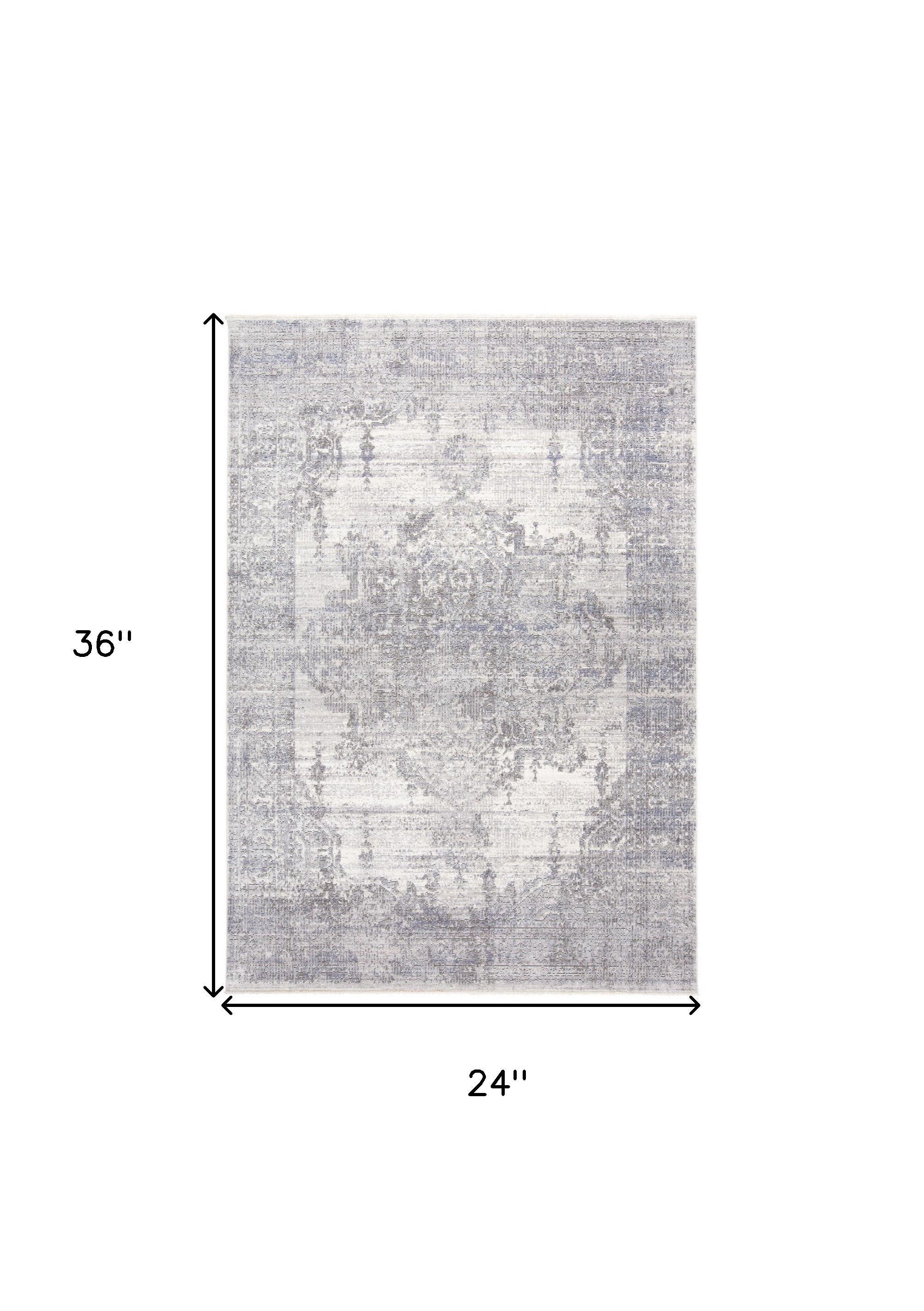 3' X 5' Gray Ivory And Taupe Abstract Distressed Area Rug With Fringe