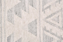 5' X 8' Ivory Gray And Blue Wool Geometric Dhurrie Flatweave Handmade Area Rug With Fringe