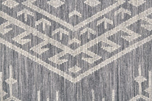 5' X 8' Gray Ivory And Blue Wool Geometric Dhurrie Flatweave Handmade Area Rug With Fringe