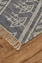5' X 8' Gray Ivory And Blue Wool Geometric Dhurrie Flatweave Handmade Area Rug With Fringe