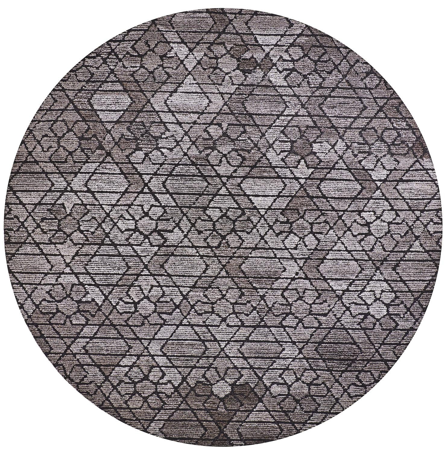 4' X 6' Taupe Black And Gray Wool Paisley Tufted Handmade Area Rug