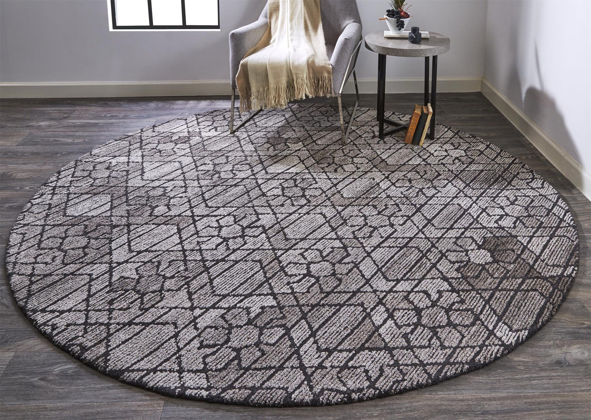 4' X 6' Taupe Black And Gray Wool Paisley Tufted Handmade Area Rug