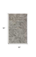 4' X 6' Taupe Gray And Tan Wool Geometric Tufted Handmade Area Rug