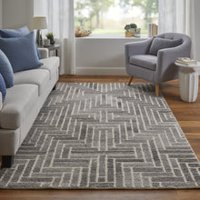 4' X 6' Taupe Gray And Tan Wool Geometric Tufted Handmade Area Rug