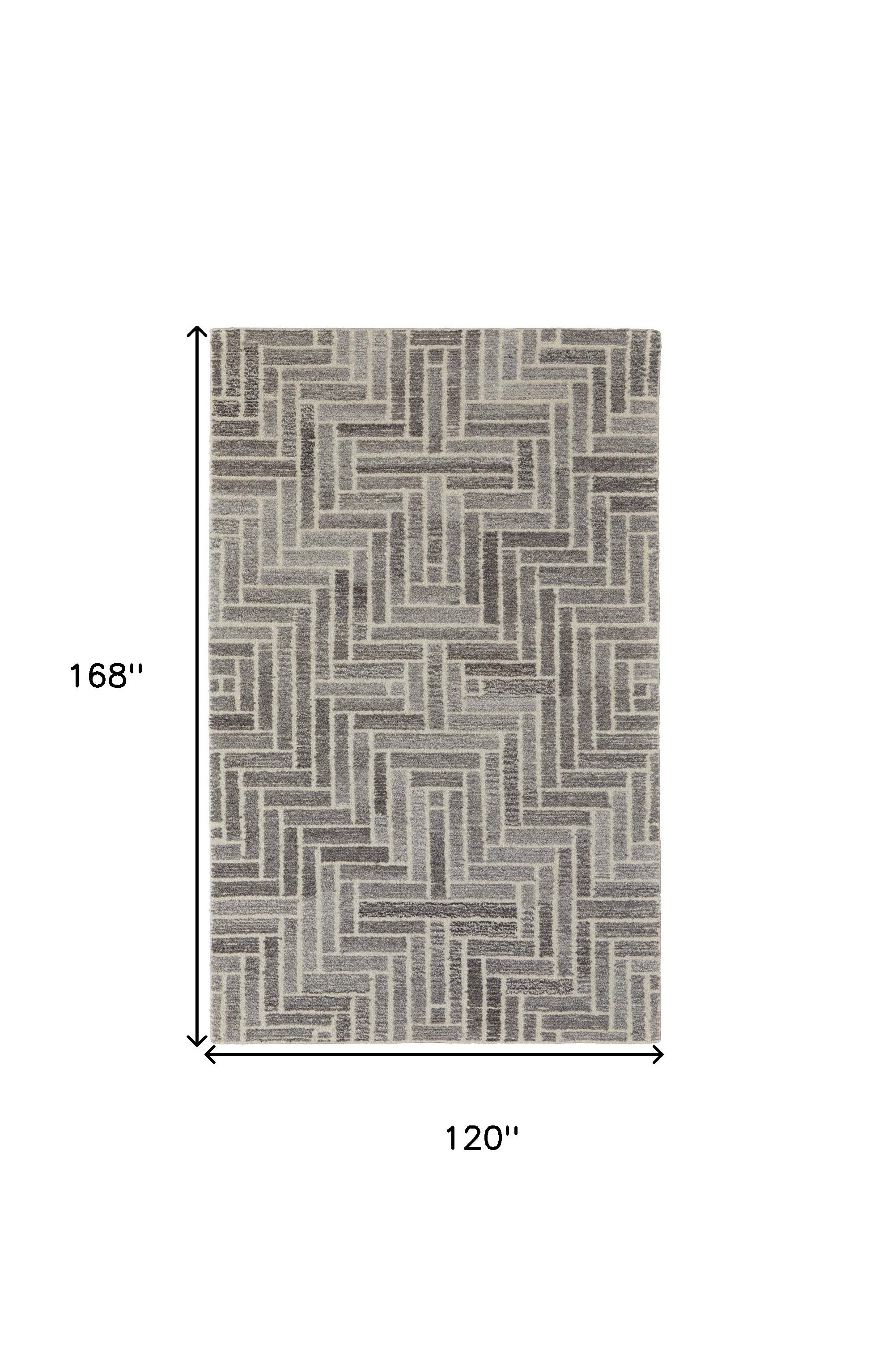 4' X 6' Taupe Gray And Tan Wool Geometric Tufted Handmade Area Rug
