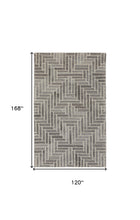 4' X 6' Taupe Gray And Tan Wool Geometric Tufted Handmade Area Rug