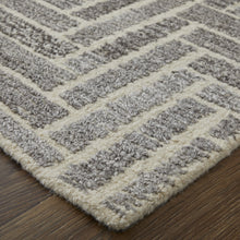 4' X 6' Taupe Gray And Tan Wool Geometric Tufted Handmade Area Rug