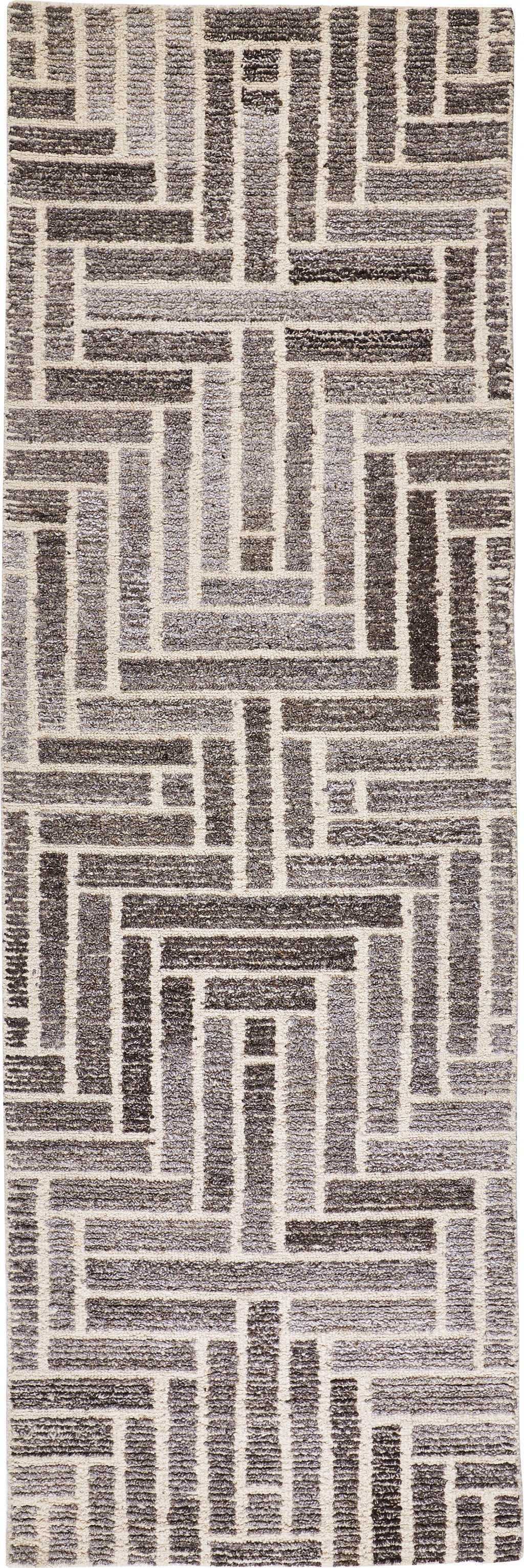 4' X 6' Taupe Gray And Tan Wool Geometric Tufted Handmade Area Rug