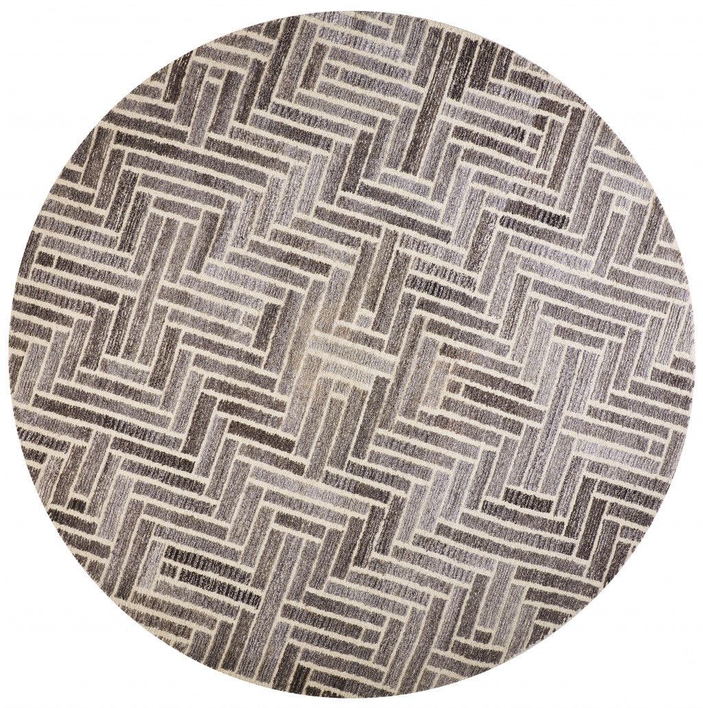 4' X 6' Taupe Gray And Tan Wool Geometric Tufted Handmade Area Rug