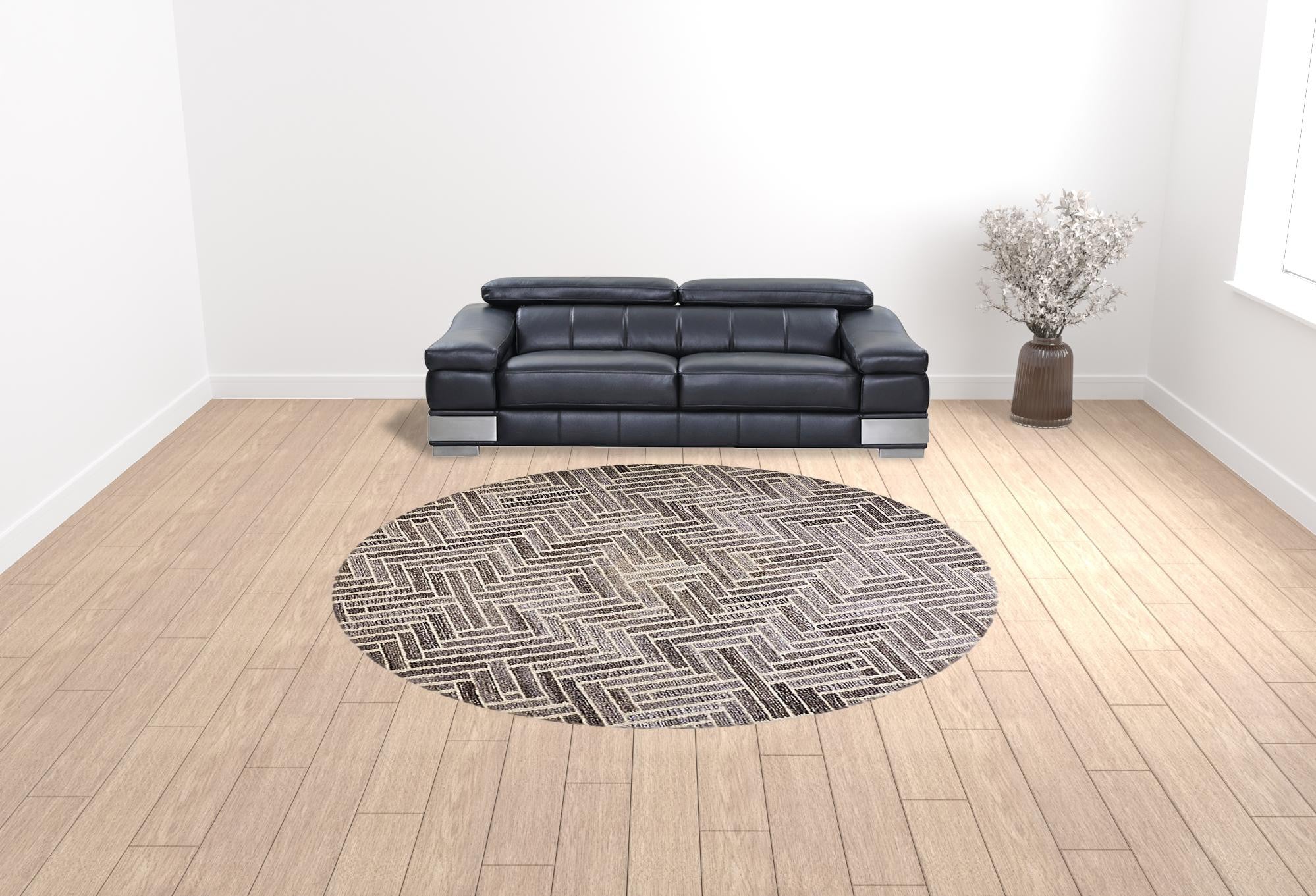 4' X 6' Taupe Gray And Tan Wool Geometric Tufted Handmade Area Rug