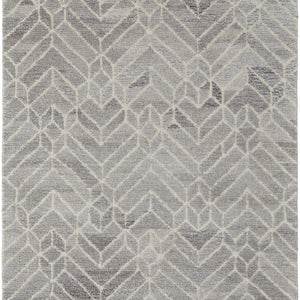 4' X 6' Taupe Gray And Ivory Wool Geometric Tufted Handmade Area Rug