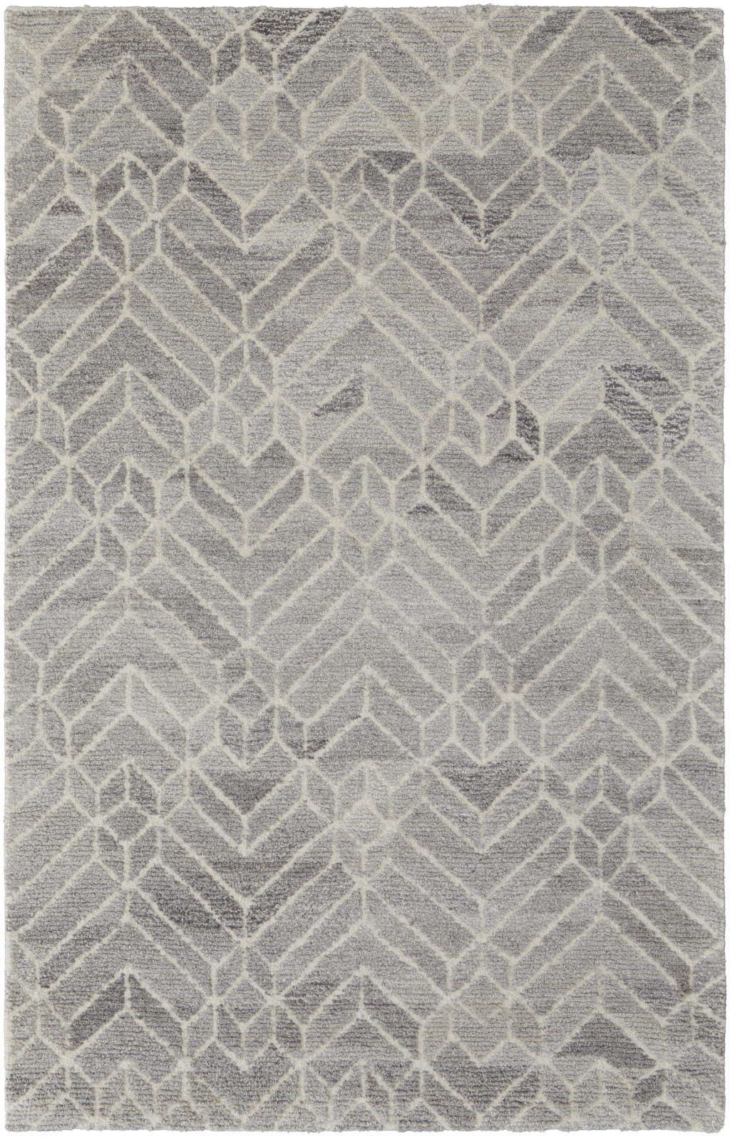 4' X 6' Taupe Gray And Ivory Wool Geometric Tufted Handmade Area Rug