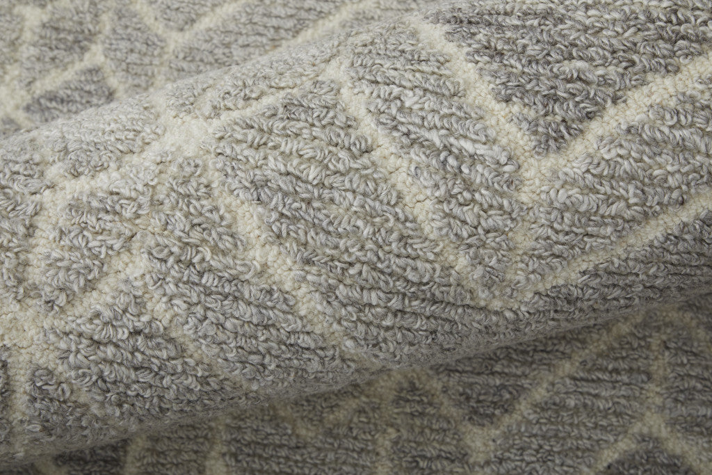 4' X 6' Taupe Gray And Ivory Wool Geometric Tufted Handmade Area Rug