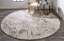 4' X 6' Taupe Gray And Ivory Wool Geometric Tufted Handmade Area Rug
