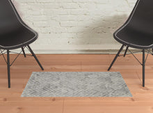 4' X 6' Taupe Gray And Ivory Wool Geometric Tufted Handmade Area Rug