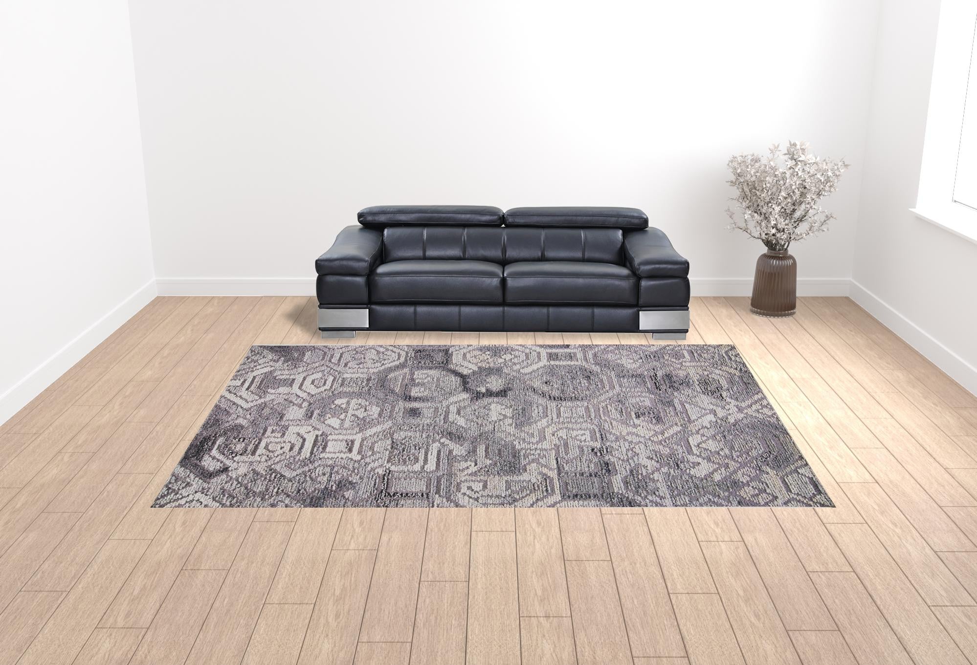 Gray Ivory And Taupe Wool Abstract Tufted Handmade Area Rug - 4' x 6'