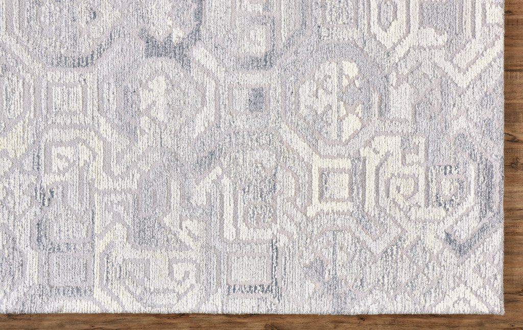 Gray Ivory And Taupe Wool Abstract Tufted Handmade Area Rug - 4' x 6'