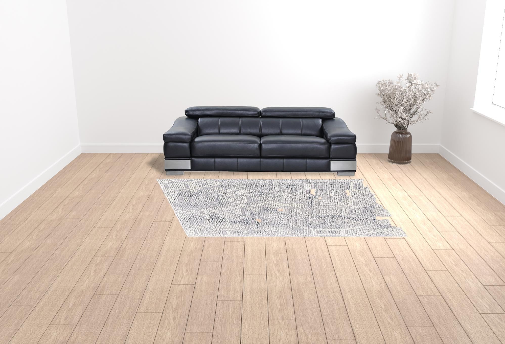 Gray Ivory And Taupe Wool Abstract Tufted Handmade Area Rug - 4' x 6'