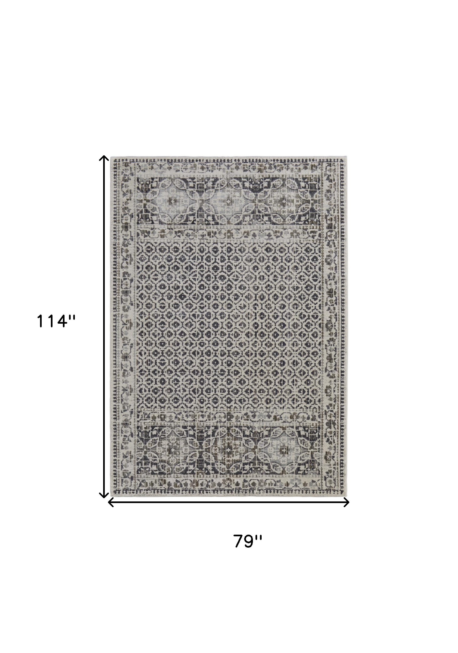 4' X 6' Ivory Taupe And Gray Abstract Stain Resistant Area Rug
