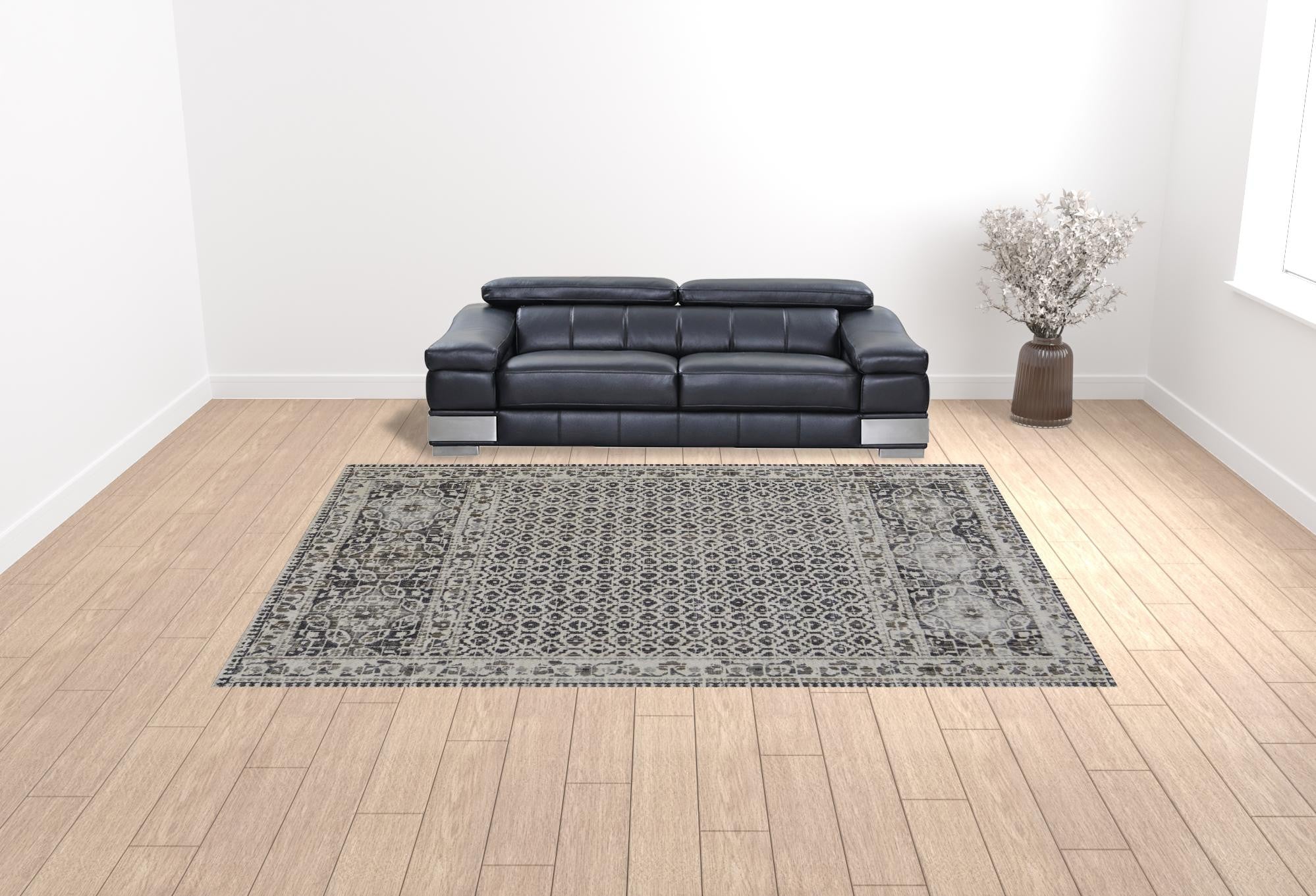 4' X 6' Ivory Taupe And Gray Abstract Stain Resistant Area Rug