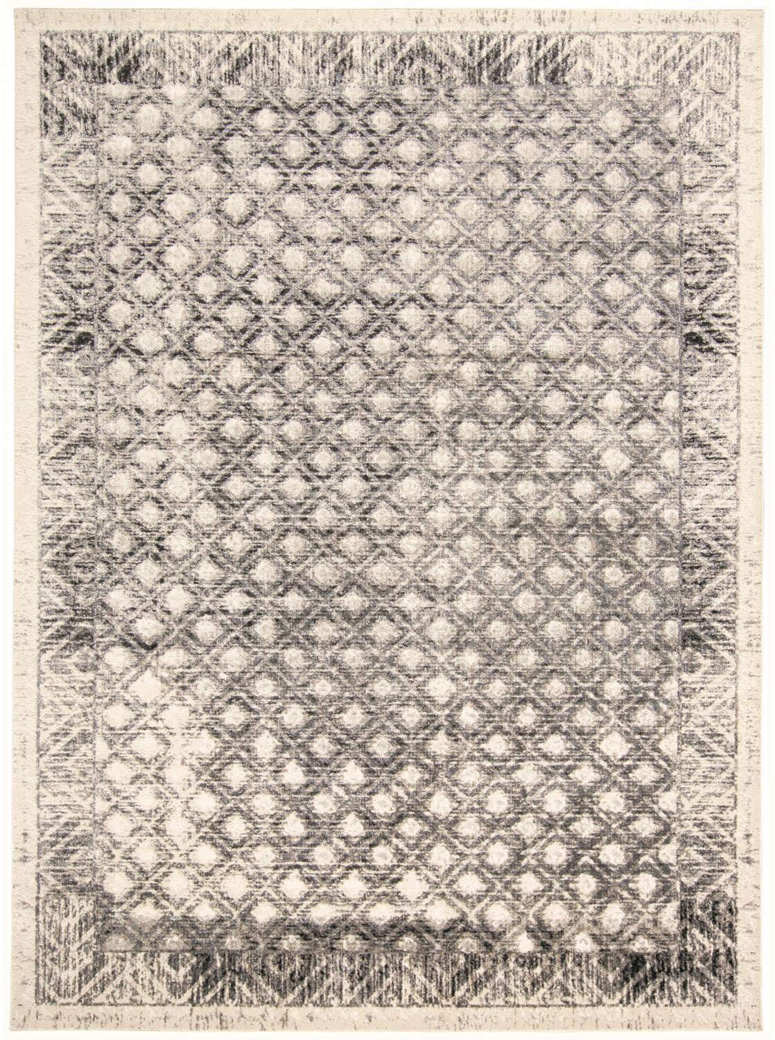 4' X 6' Ivory Black And Taupe Abstract Stain Resistant Area Rug